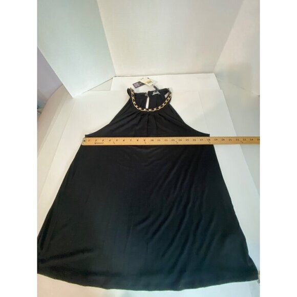 Cable & Gauge Black Knit Top with Gold Chain Round Neckline Women's Medium NWT - Picture 10 of 11